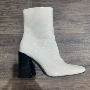 Nasty gal white patten leather booties